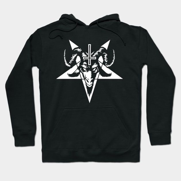 Satanic Goat Head with Pentagram (white) Hoodie by Mystic-Land